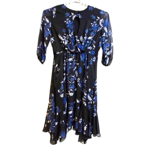 Lane Bryant Blue Black Floral Pleated Midi Dress NWT Size 14 - Picture 2 of 10
